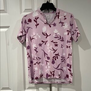 NWT Nike White Floral Notched Neck Short Sleeve Golf Shirt